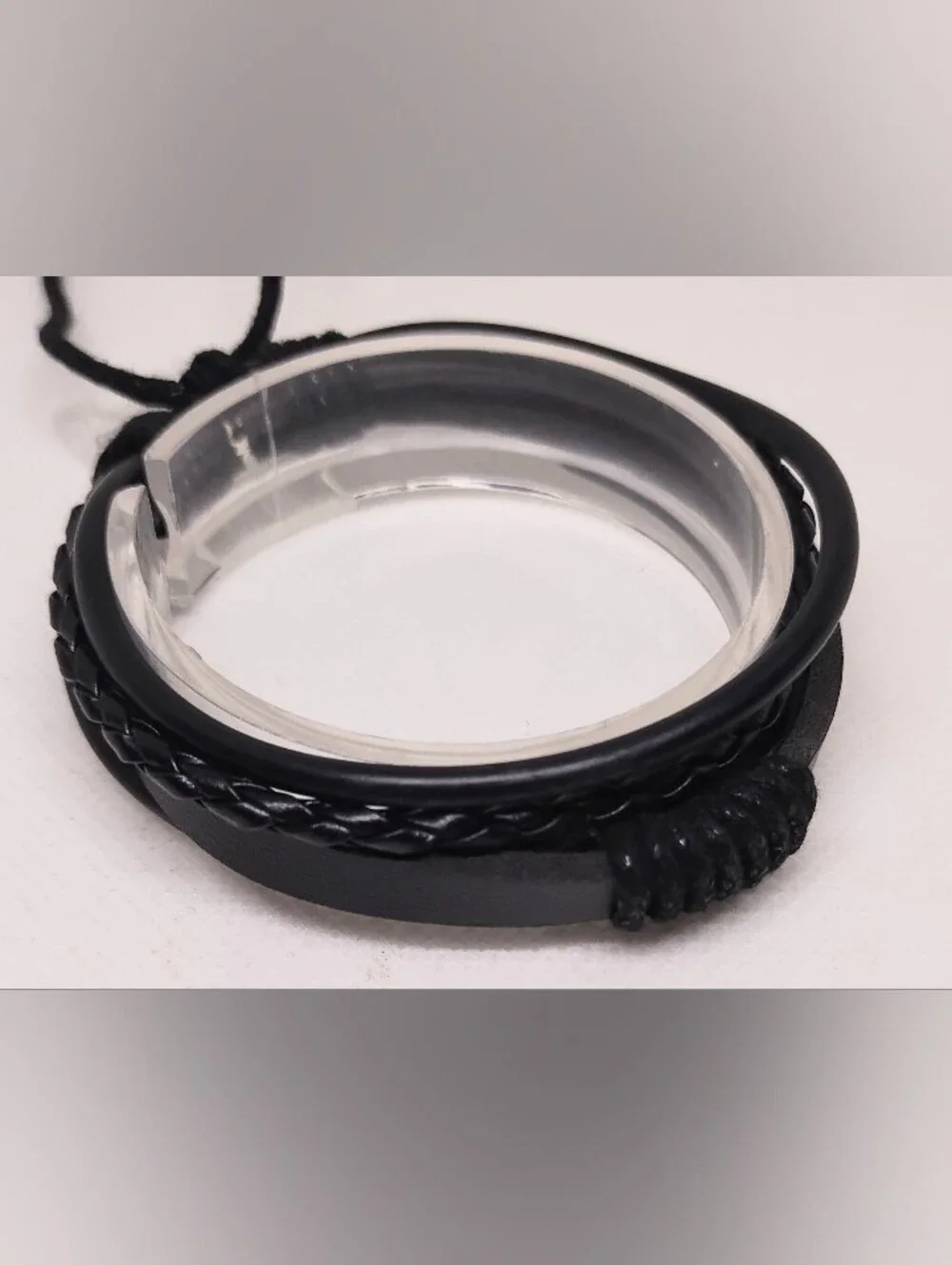 Men's Bracelet Leather Braided Layered Black Jewelry New G20